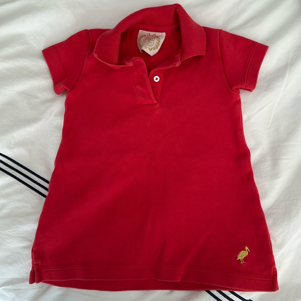 TBBC red polo dress GUC for wash/dry, small spots 18-24 months
